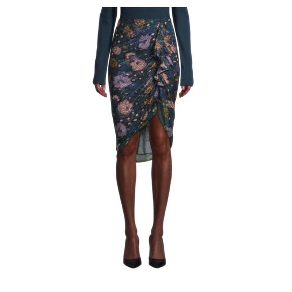 Veronica Beard Silk Skirt Hazel Black‎ Floral Size 10 - Picture 1 of 9